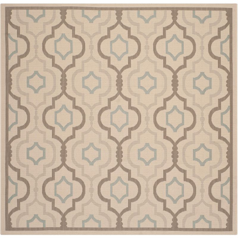 Courtyard CY7938 Power Loomed Indoor and Outdoor Area Rug - Beige/Dark Beig - 6'7"x6'7" - Safavieh
