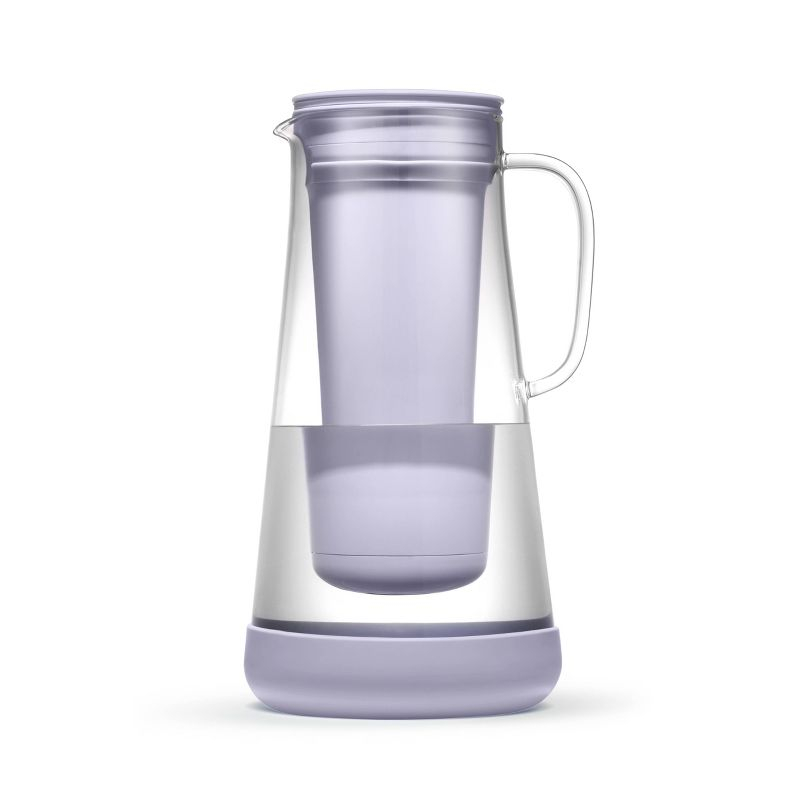 LifeStraw Home 7 Cup Glass Water Filter Pitcher with Silicone Base Wisteria