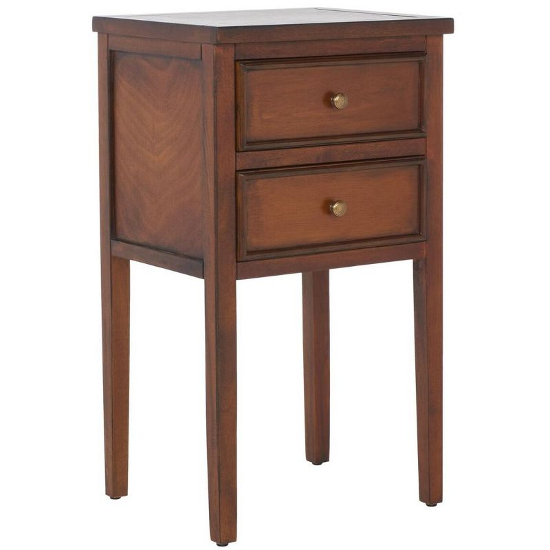 Toby Accent Table With Storage Drawers - AMH6625F - Brown - Safavieh Couture