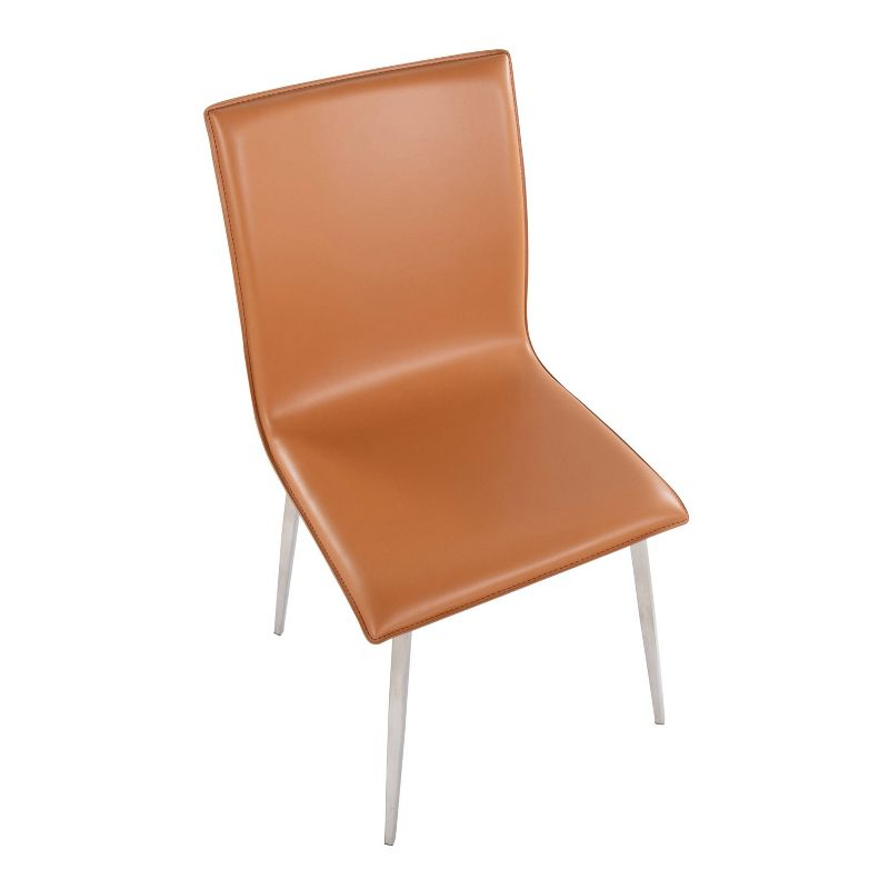 Set of 2 Mason Dining Chairs Stainless Steel/Camel: Swivel Base, Faux Leather, Modern Design - LumiSource