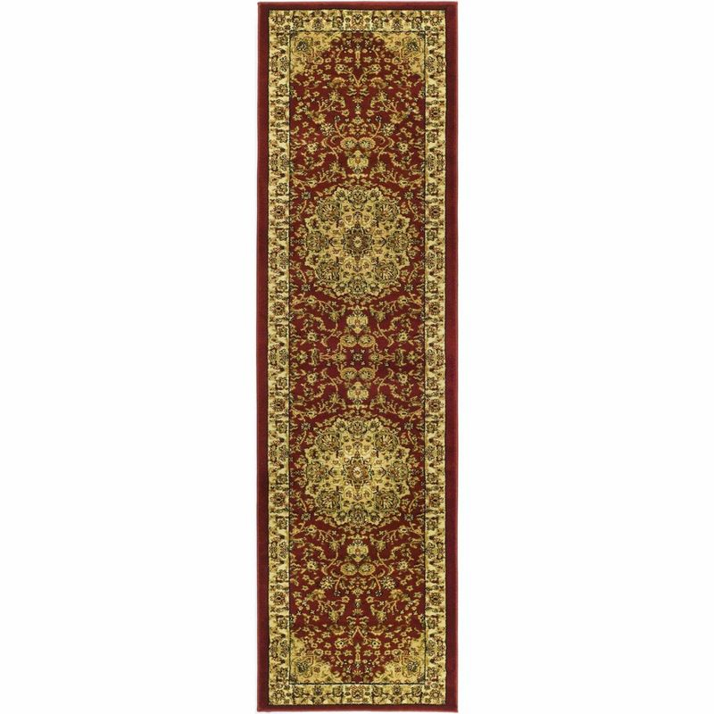 Lyndhurst LNH222 Power Loomed Runner Rug - Red/Ivory - 2'3"x6' - Safavieh