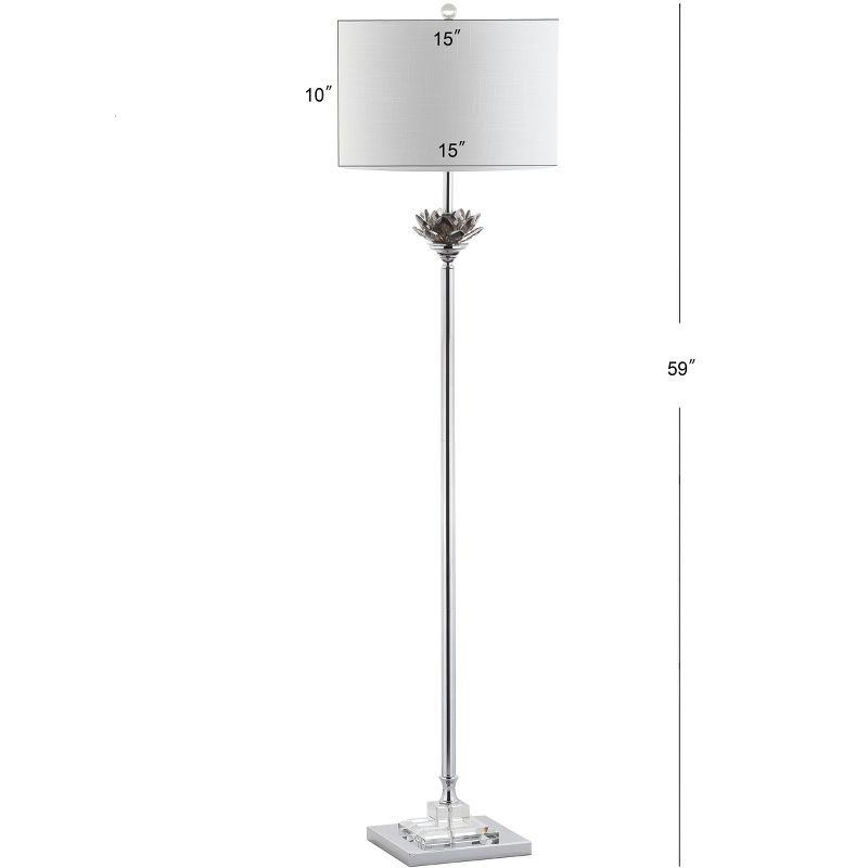 JONATHAN Y Amelia Lotus 59" Crystal/Metal LED Floor Lamp, Smoke Gray/Chrome