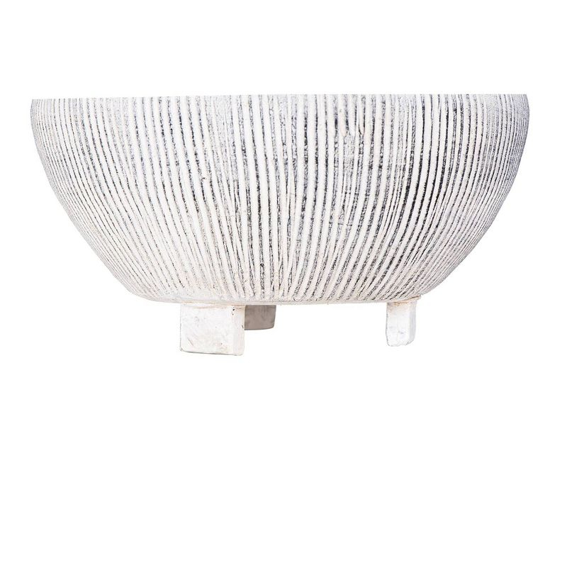 Storied Home Small Footed Terracotta Planter with Fluted Texture Distressed Cream: Indoor 4.5" Hand-Painted Vase