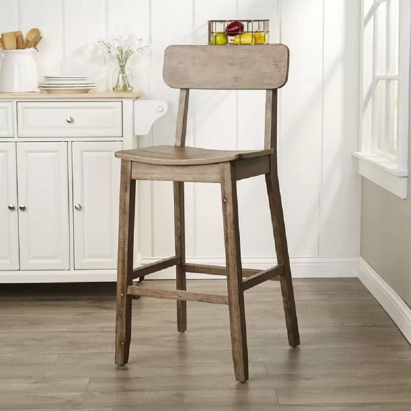 29" Torino Barstool Barnwood - Boraam: Solid Wood, Molded Seat, Footrests, Rustic Style