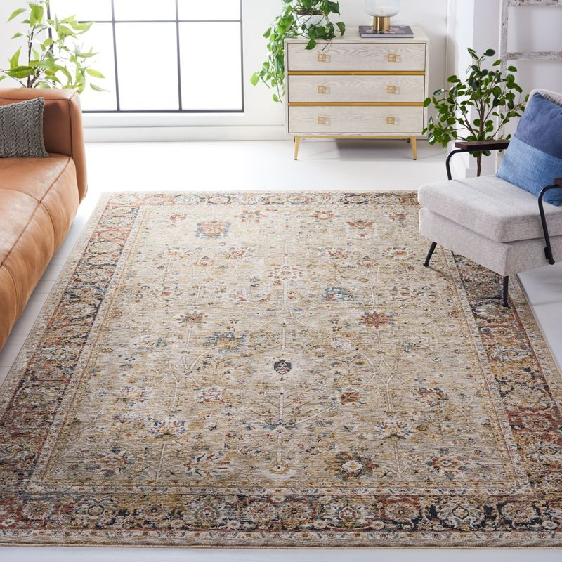 Silverado SVD112 Power Loomed Area Rug - Beige/Rust - 6'4"x6'4"Square - Safavieh.