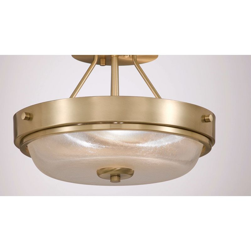Regency Hill Carmine 13" Modern Semi Flush-Mount Ceiling Light Fixture Kitchen Foyer Hallway Round Brass Finish Glass Bedroom Bathroom Entryway