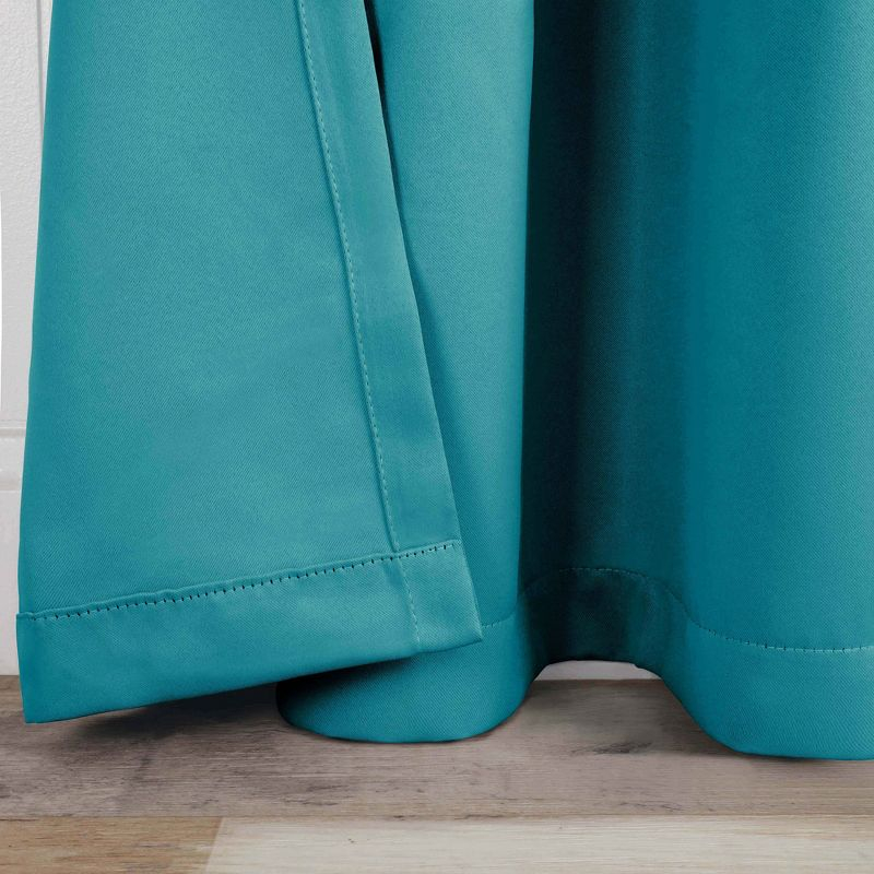 Classic Modern Solid Room Darkening Semi-Blackout Curtains, Grommets, Set of 2, 52"x108", Aqua - Blue Nile Mills