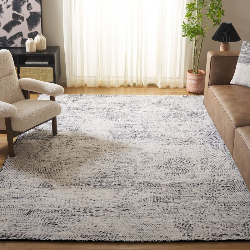 Metro MET999 Hand Tufted Indoor Area Rug - Black/Ivory - 6'x6' - Safavieh