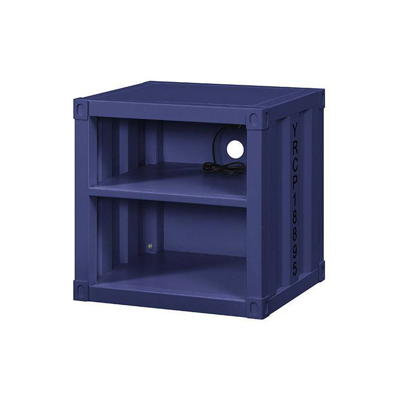 20" Cargo Nightstands Blue - Acme Furniture: Metal Frame, Fixed & Open Shelves, No Assembly Required