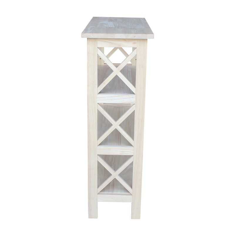 36" 3 Tier X-Sided Bookcase - International Concepts: Mid-Century Modern Style, Unfinished Hardwood, Metal Hardware