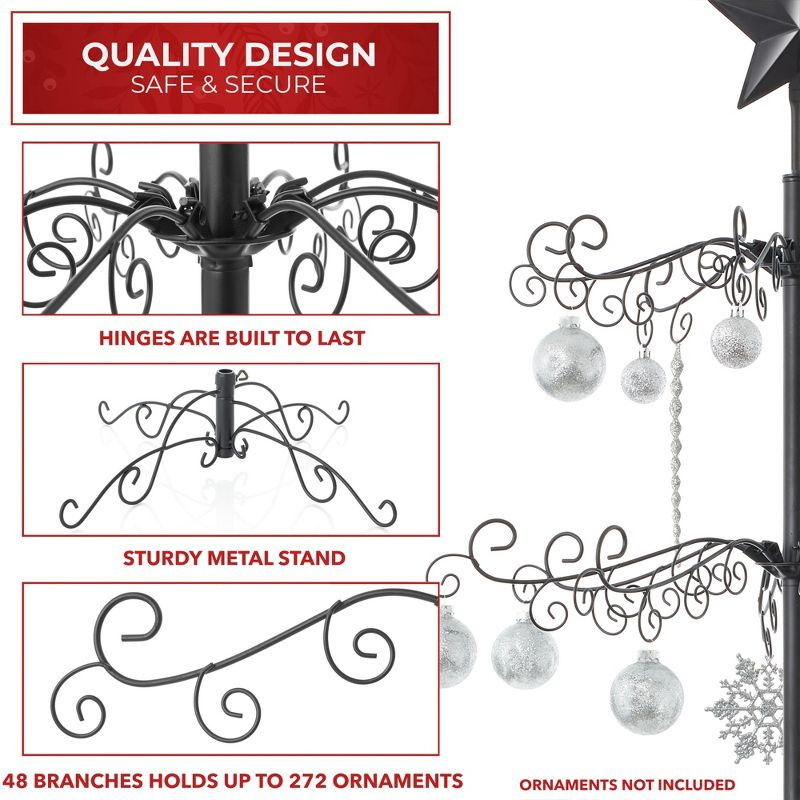 Casafield Ornament Display Stand - Metal Christmas Tree Ornament Holder, 6' Black