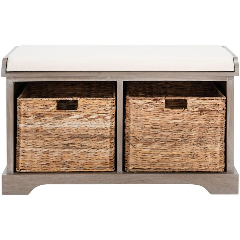 Freddy Wicker Storage Bench - AMH5736 - White Wash - Safavieh
