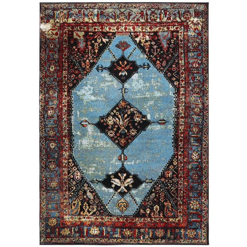 Vintage Hamadan VTH217 Power Loomed Indoor Area Rug - Red/Light Blue - 5'3"x7'6" - Safavieh