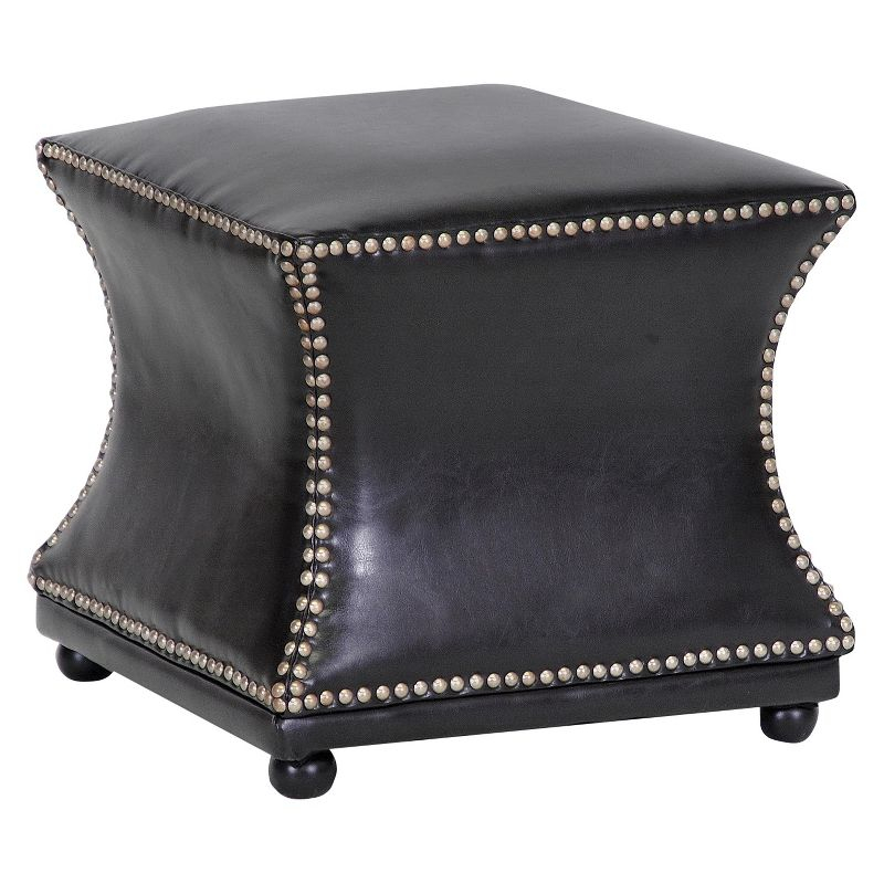 Ellastone Modern Leather Ottoman Dark Brown - Baxton Studio: Square Footstool, Faux Upholstered, No Assembly