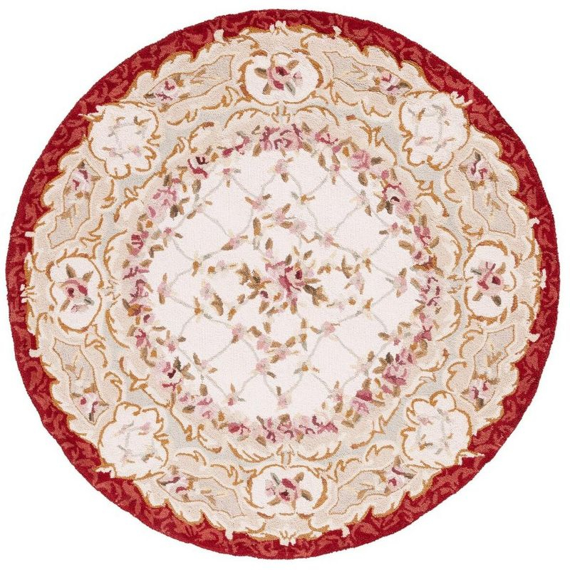 Chelsea HK73 Handmade Area Rug - 3' Round - Ivory/Burgundy - Safavieh