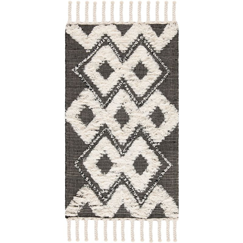 Kenya KNY903 Hand Knotted Area Rug - Black/Ivory - 3'x5' - Safavieh.