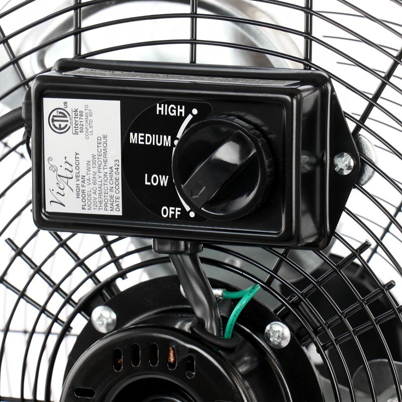 Vie Air 20 Inch Twin Pack Industrial Tilting High Velocity 3 Speed Metal Floor Fan