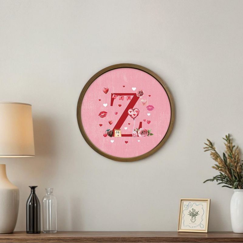 Creative Products Valentine Things Monogram - Z 20 x 20 Round Brown Framed Print