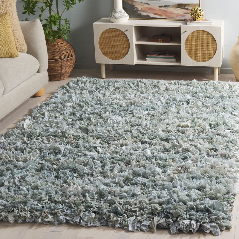 Rio Shag SG951 Hand Loomed Indoor Area Rug - Light Green - 5'x8' - Safavieh