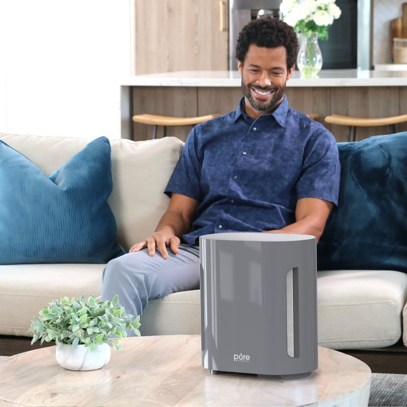 Pure Enrichment Pure Zone 3-in-1 True HEPA Air Filter Mist: Electric Air Purifier, Captures Dust & Smoke, ETL Listed, Gray