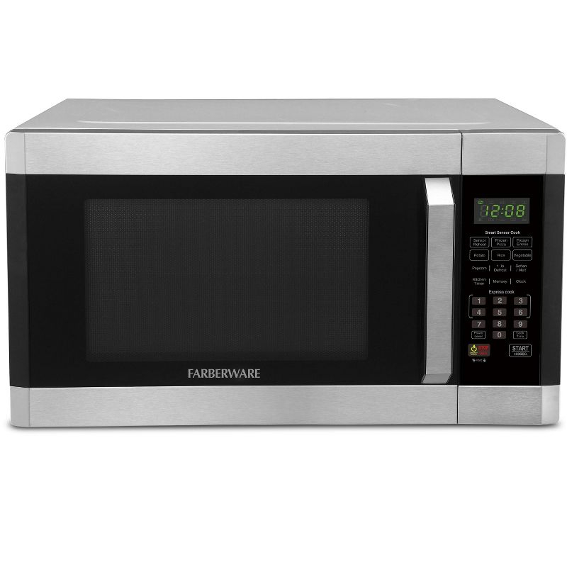 Farberware Professional 1.6 Cu. Ft. 1100-Watt Microwave Oven with Smart Sensor, Stainless Steel with Platinum