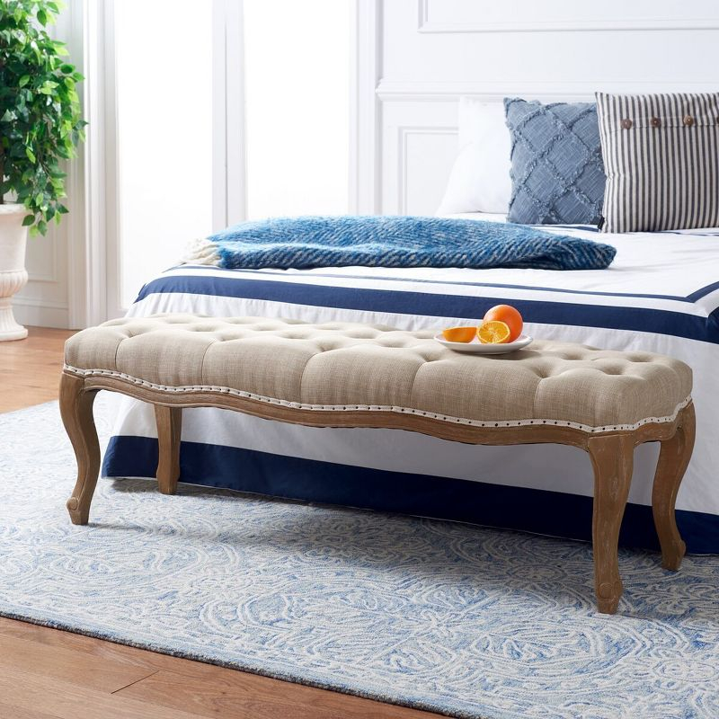 Ramsey Bench With Flat Black Nail Heads - Wheat/Natural Cream - Safavieh