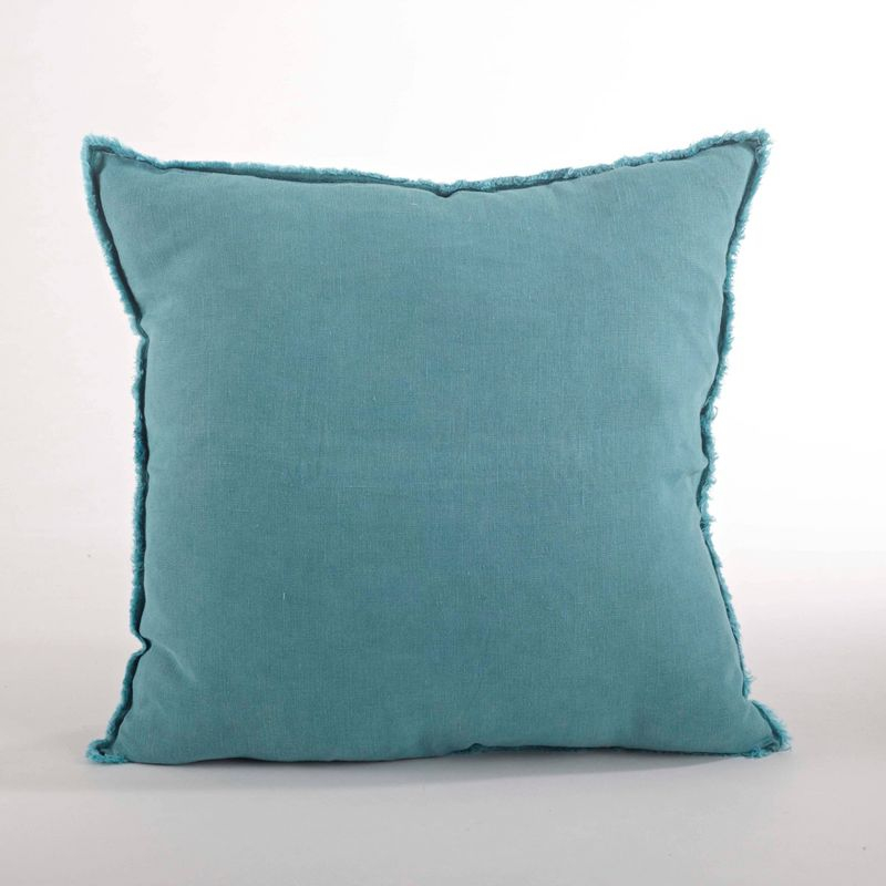 20"x20" Oversize Fringed Design Linen Square Throw Pillow Sea Green - Saro Lifestyle