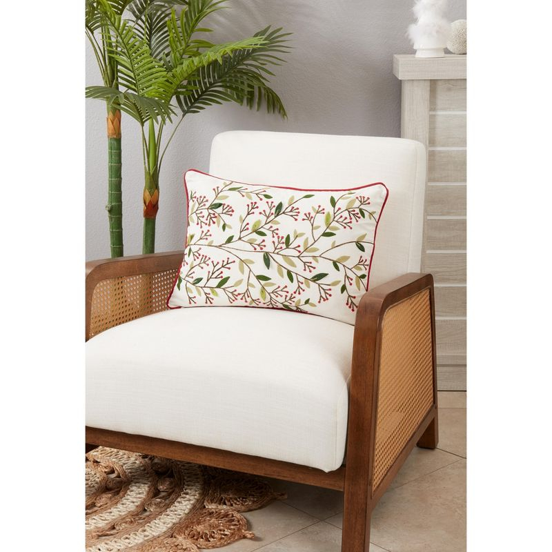 Saro Lifestyle Holiday Hues Red Berries Down Filled Throw Pillow, 14"x20", Multicolored