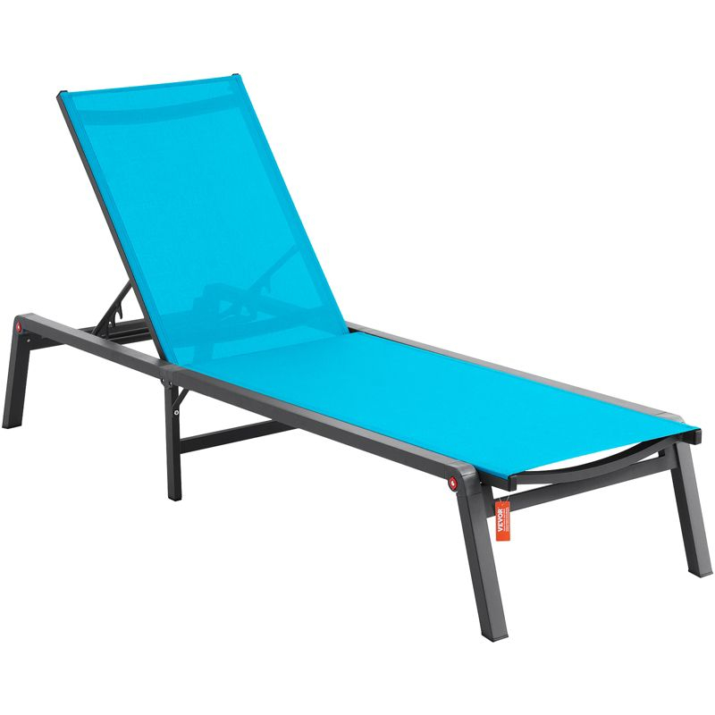 VEVOR Chaise Lounge Chair Outdoor, Aluminum Patio Lounge Chair with Adjustable 5-Position, Folding Pool Lounge Chair