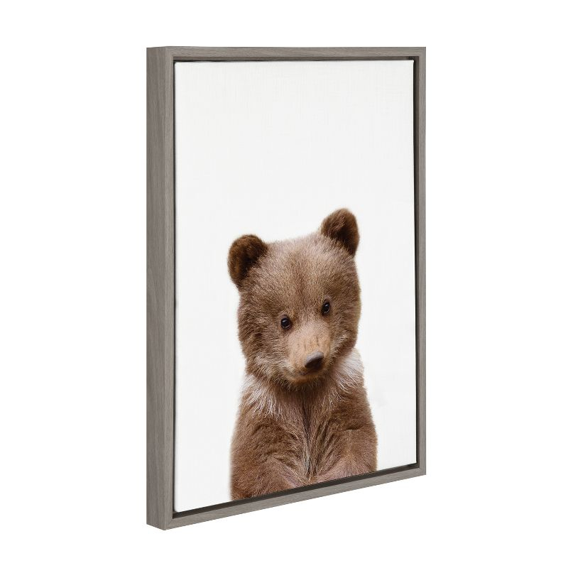 18" x 24" Sylvie Baby Bear Framed Canvas by Amy Peterson Gray - Kate & Laurel All Things Decor: Modern Style Animal Wall Art for Nursery
