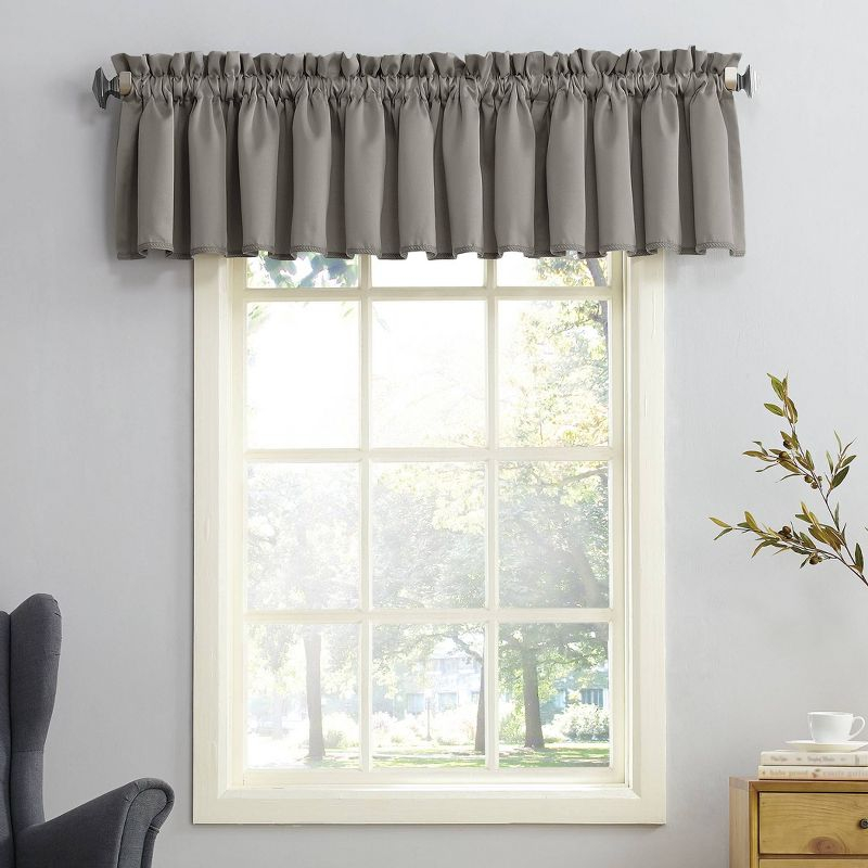 54"x18" Sun Zero Room Darkening Seymour Rod Pocket Curtain Valance Gray: Window Valance for All Ages