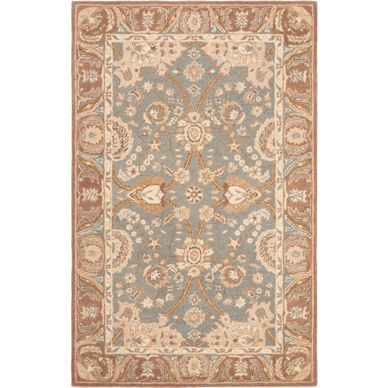 Anatolia AN558 Hand Tufted Indoor Area Rug - Teal/Camel - 5'x8' - Safavieh