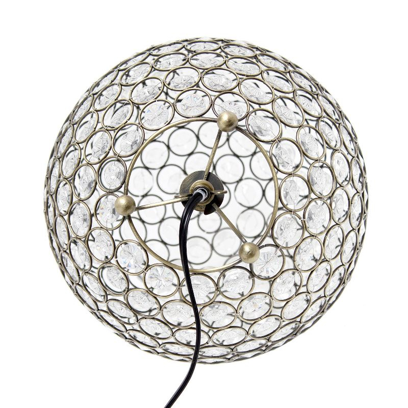 10" Elipse Medium Contemporary Metal Crystal Round Orb Table Lamp Antique Brass Finish - Lalia Home