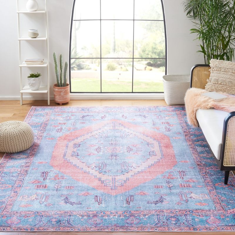 Serapi SEP356 Power Loomed Machine Washable Skid-Resistant Indoor Area Rug - Light Blue/Beige - 6'7"x9' - Safavieh