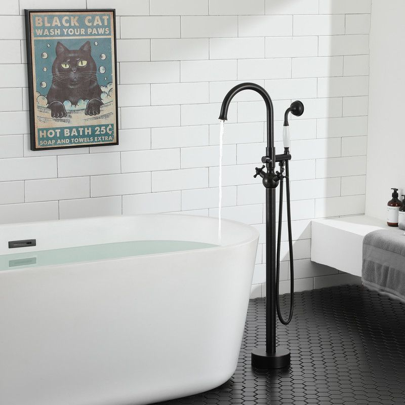 CASAINC Freestanding 2 Handles High Flow Bathtub Faucet with Hand Shower