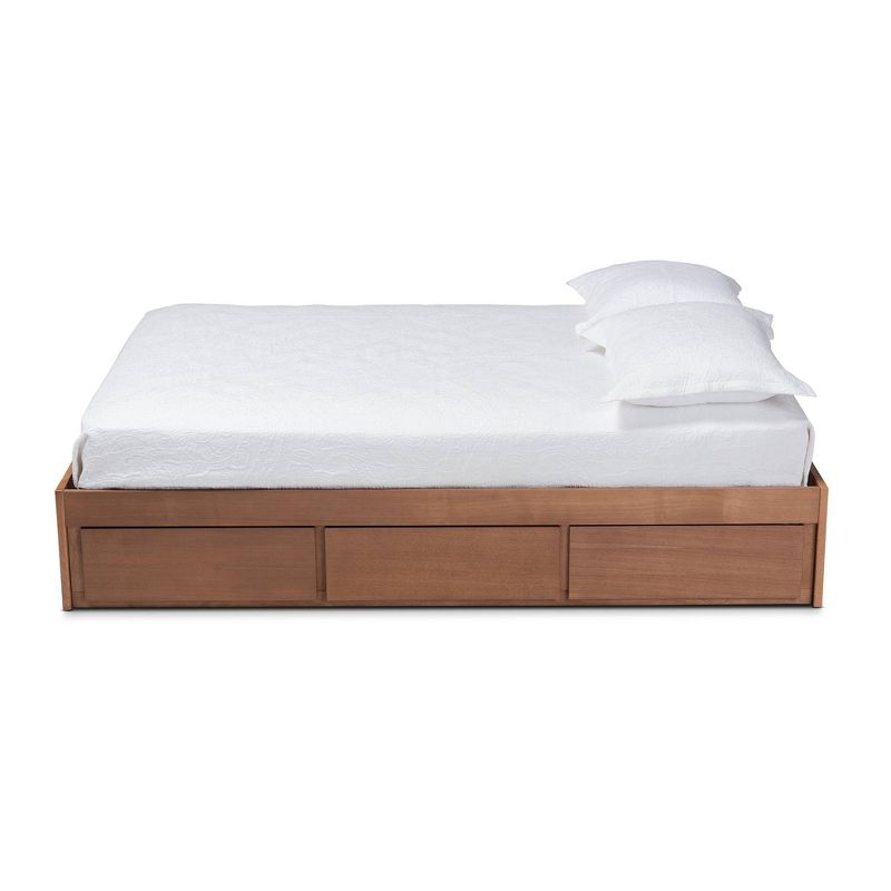 King Wren 3 Drawer Storage Bed Frame Walnut - Baxton Studio: MDF & Wood Composite, No Box Spring Needed
