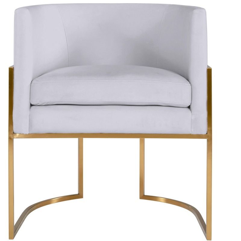TOV Furniture Giselle Velvet Dining Chair with Gold Base by Inspire Me! Home Decor Grey 24.4"W x 23.2"D x 27.5"H