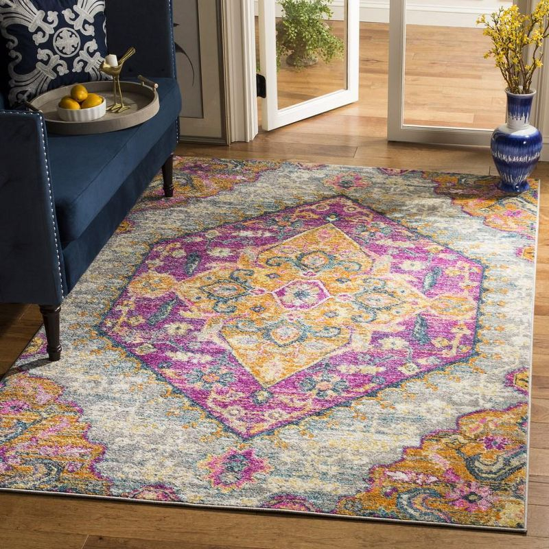 Madison MAD119 Power Loomed Indoor Accent Rug - Light Grey/Fuchsia - 3'x5' - Safavieh.