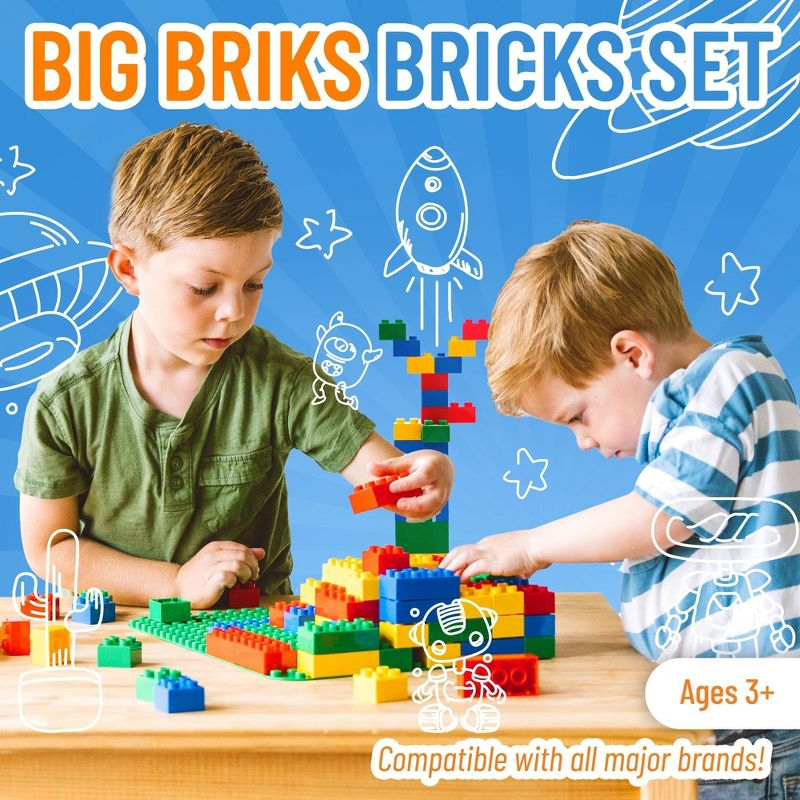Strictly Briks Toy Large Building Blocks For Kids and Toddlers, Big Bricks Set, Blue, Green, Red, and Yellow, 108 Pieces