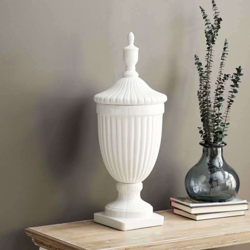 26" Modern Ceramic Urn Vase White - Olivia & May: Large Tabletop Decor, Novelty Design