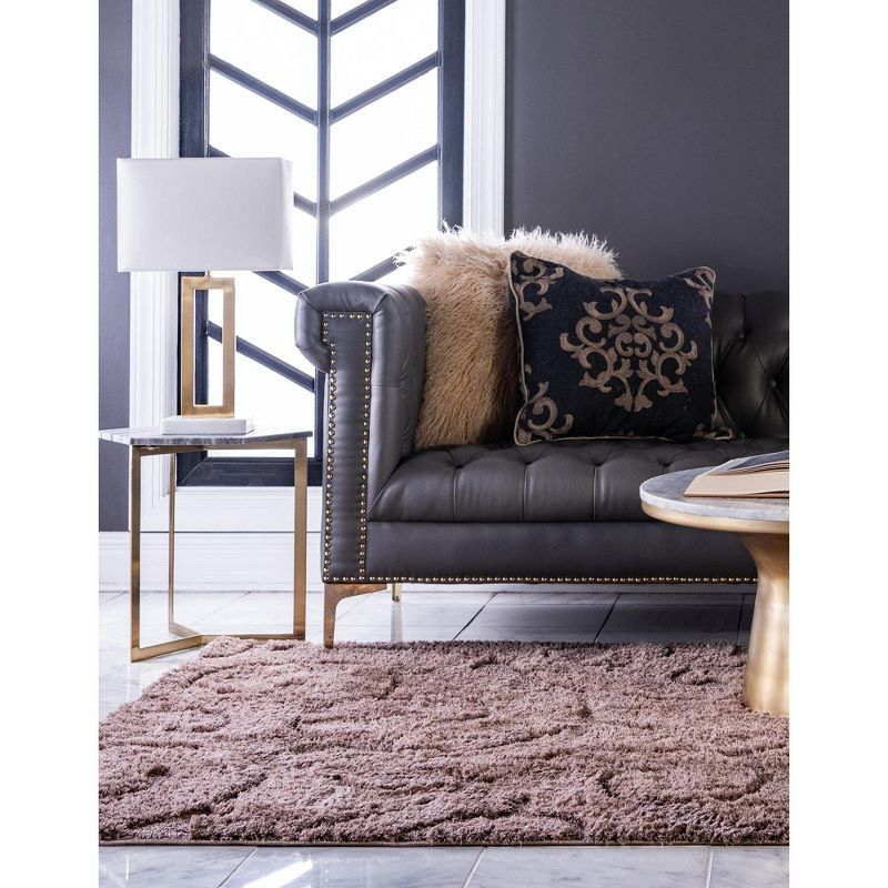Unique Loom Floral Shag Collection Area Rug - Carved (5' 1" x 8' Rectangle Brown)