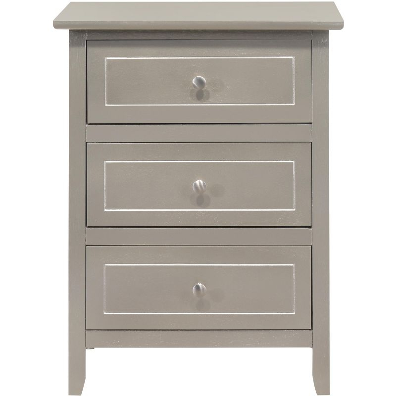 Passion Furniture Daniel 3-Drawer Silver Champagne Nightstand (25 in. H x 19 in. W x 15 in. D)