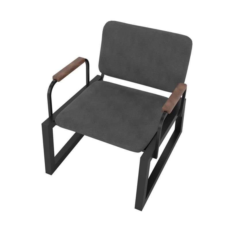 1.0 Whythe Low Accent Chair Black - Manhattan Comfort: Faux Leather, Steel Legs, No Assembly Required