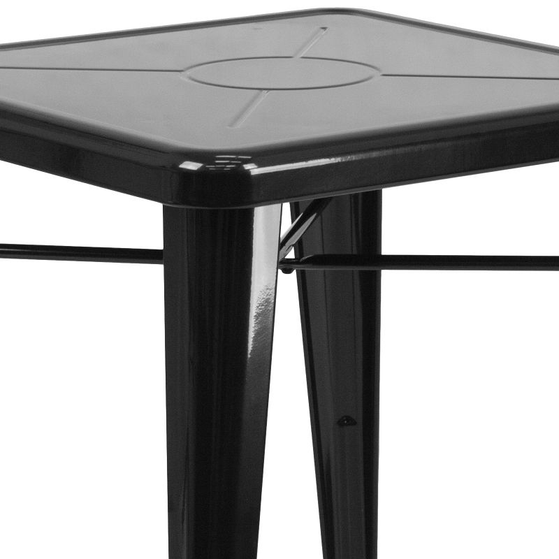 Flash Furniture Commercial Grade 23.75" Square Black Metal Indoor-Outdoor Table Set with 2 Stack Chairs
