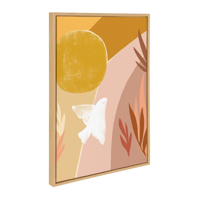 Kate and Laurel Sylvie Sunrise Dove Framed Canvas by Kate Aurelia Holloway, 23x33, Natural