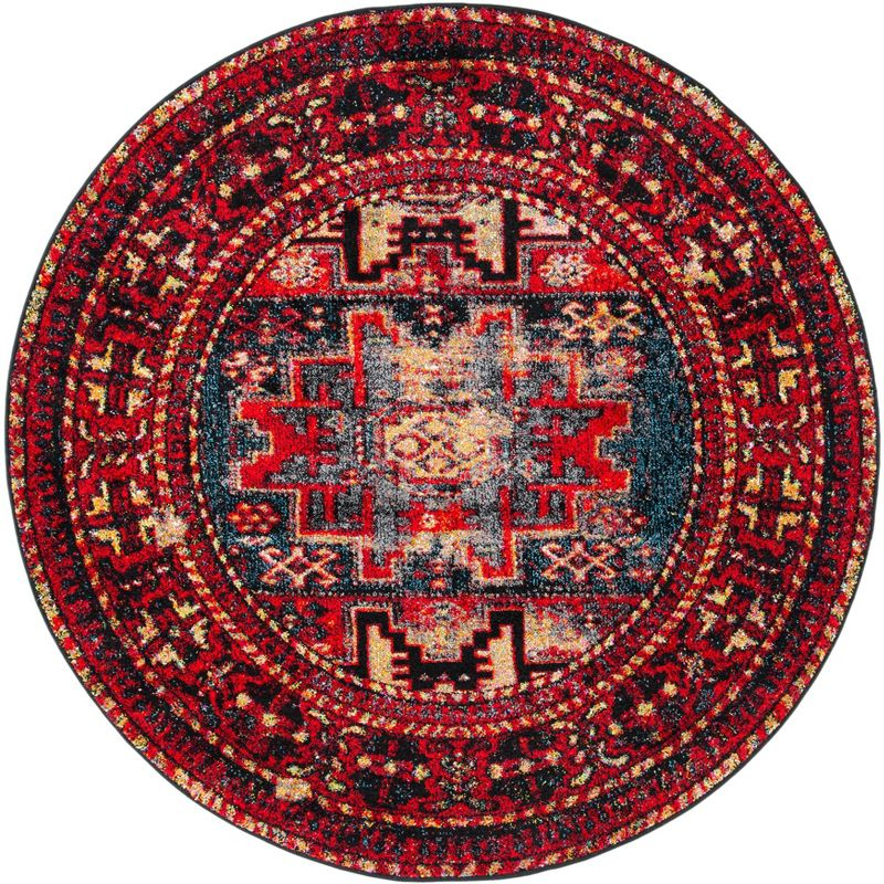 Vintage Hamadan VTH213 Power Loomed Area Rug - Red/Multi - 3' round - Safavieh.