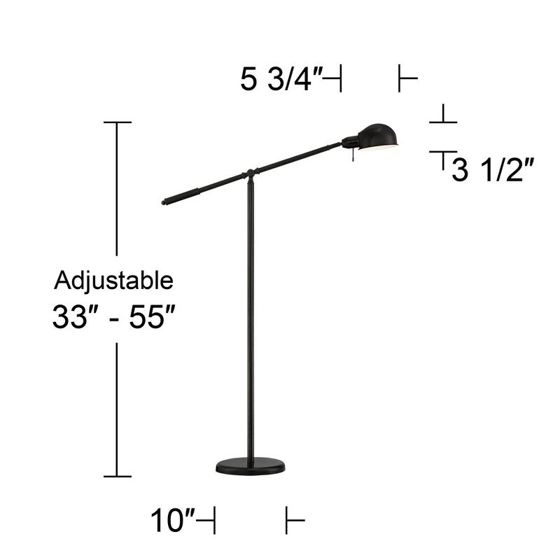 360 Lighting Dawson Traditional Pharmacy Floor Lamp 55" Tall Dark Bronze Metal Adjustable Boom Arm Dome Head for Living Room Reading Bedroom