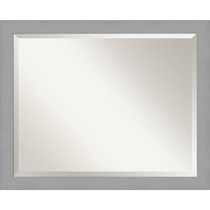 32" x 26" Brushed Nickel Framed Wall Mirror Silver - Amanti Art: Modern Beveled, No Assembly, Wall Mount