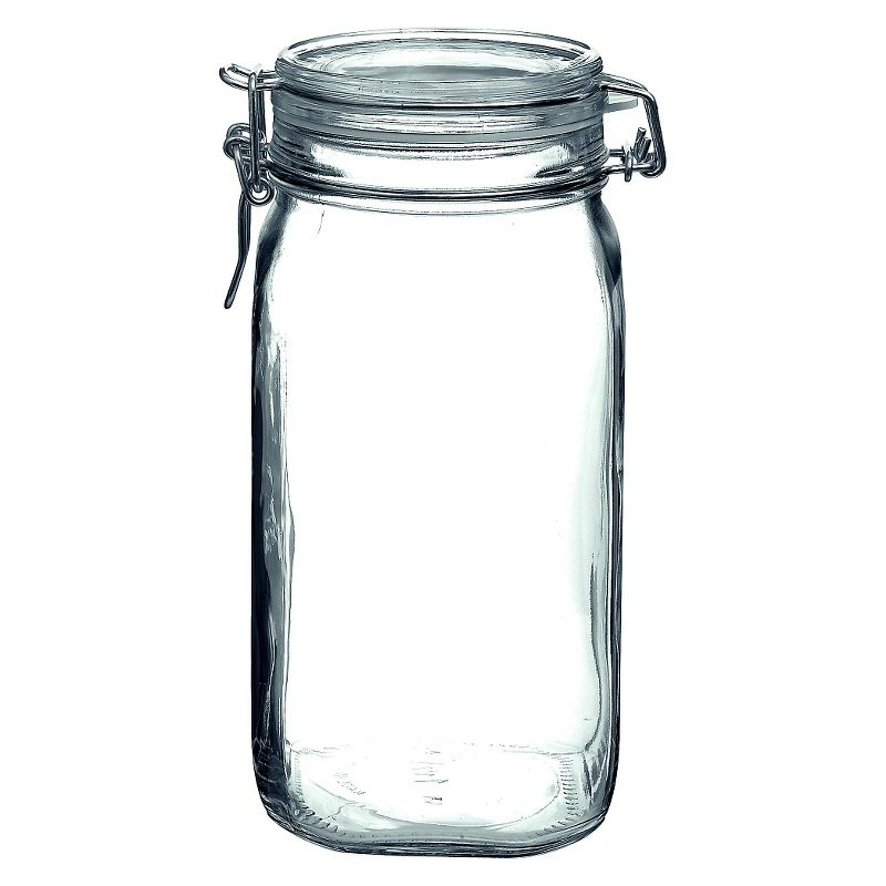 Bormioli Rocco Fido 50.75oz Glass Canning Jar: BPA-Free Clamp Jar, Hand Wash, Clear Glass, 3.4" Neck, 8.75" Height