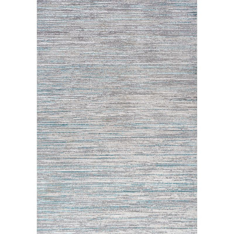 8'x10' Loom Modern Strie'  Area Rug, Gray/Turquoise - JONATHAN Y